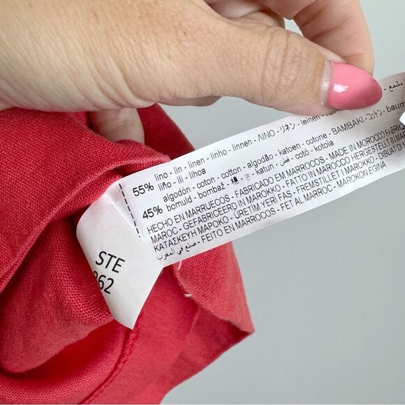 ZARA | NEW Coral Red Linen Skort Skirt with Shorts Women’s Size Medium - Picture 7 of 8
